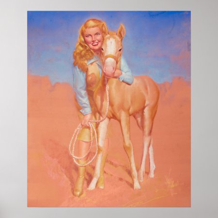 Cowgirl Pin Up Art Poster