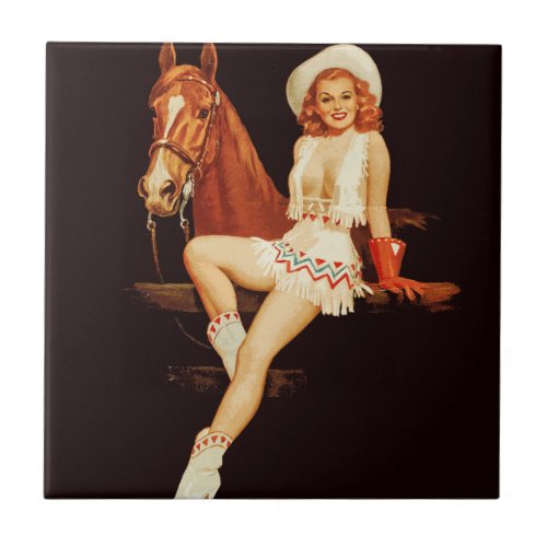 Cowgirl Pin_Up                                     Ceramic Tile
