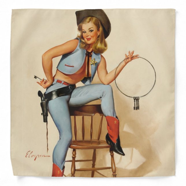Cowgirl Pin-up Girl Bandana (Front)