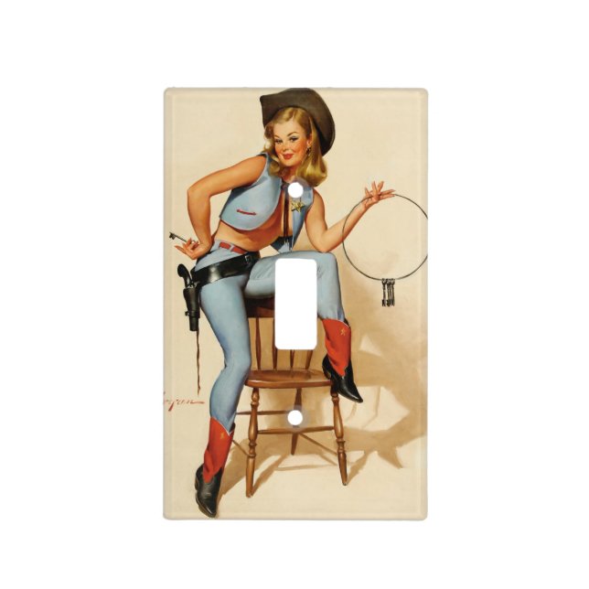 Cowgirl Pin-up Girl Light Switch Cover (Front)