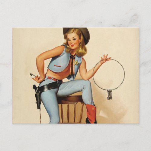 Cowgirl Pin_up Girl Postcard