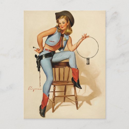 Cowgirl Pin_up Girl Postcard