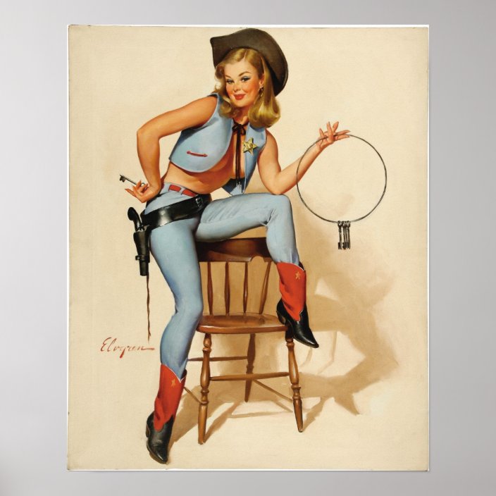 Cowgirl Pin Up Girl Poster