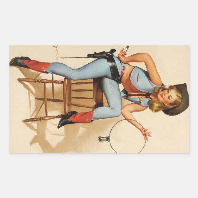 Cowgirl Pin-up Girl Rectangular Sticker (Front)