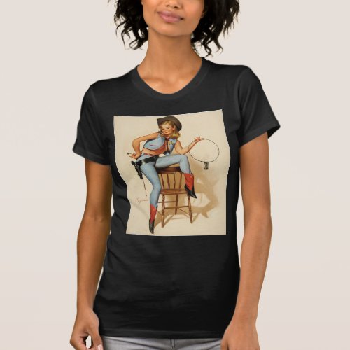 Cowgirl Pin_up Girl T_Shirt