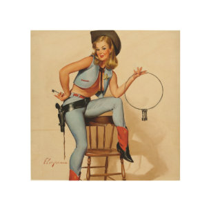 Cowgirl Pin-up Girl Wood Wall Decor