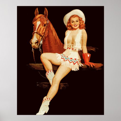 Cowgirl Pin Up Poster Zazzle 