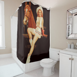 Cowgirl Pin-Up Shower Curtain