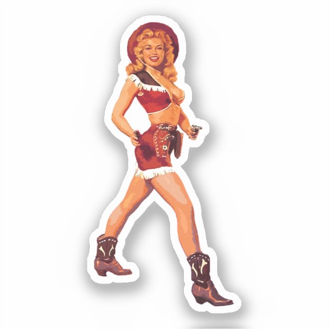 Cowgirl Pin-Up                                     Sticker (Front)