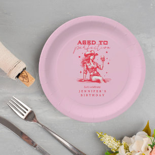 Cowgirl Pink Aged to Perfection Birthday Party Paper Plates