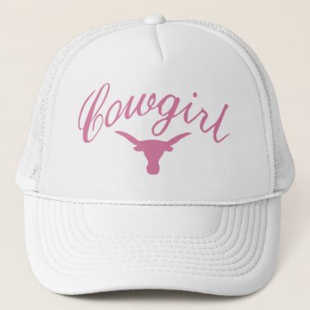 Cowgirl Pink And White Trucker Hat by bubbasbunkhouse at Zazzle
