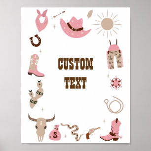 Cowgirl Pink Baby Shower Custom Sign