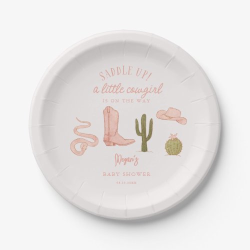 Cowgirl Pink Baby Shower Paper Plates