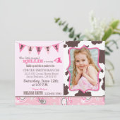 Cowgirl Pink Bandanna Western Theme Birthday Invitation (Standing Front)