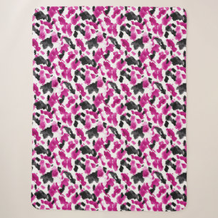 Cowgirl Pink Black White Cow Print   Sherpa Blanket