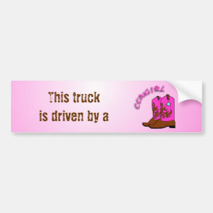 Cowgirl, Pink Boots Art Design Bumper Sticker
