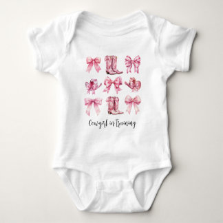 Cowgirl Pink Bows Coquette Aesthetic Baby Bodysuit
