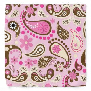 Cowgirl Pink Brown Paisley Flowers Country Texas Bandana
