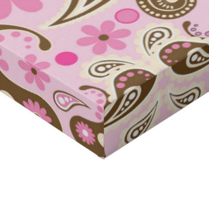 Cowgirl Pink Brown Paisley Flowers Country Texas Faux Canvas Print