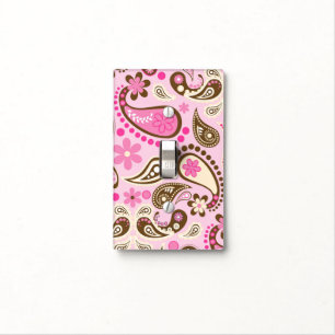 Cowgirl Pink Brown Paisley Flowers Country Texas Light Switch Cover