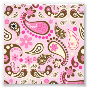 Cowgirl Pink Brown Paisley Flowers Country Texas Photo Print