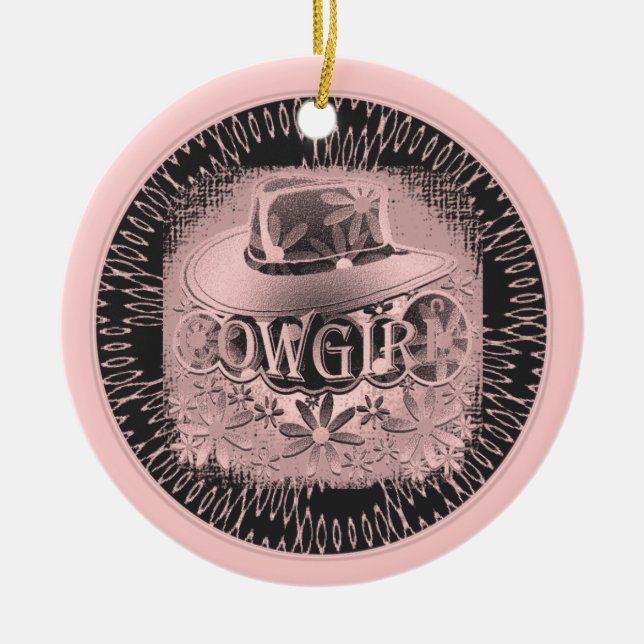 Cowgirl Pink Ceramic Ornament (Front)