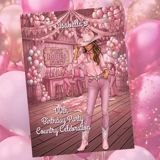 Cowgirl Pink Country Ranch Bar Birthday Party Invitation (Creator Uploaded)