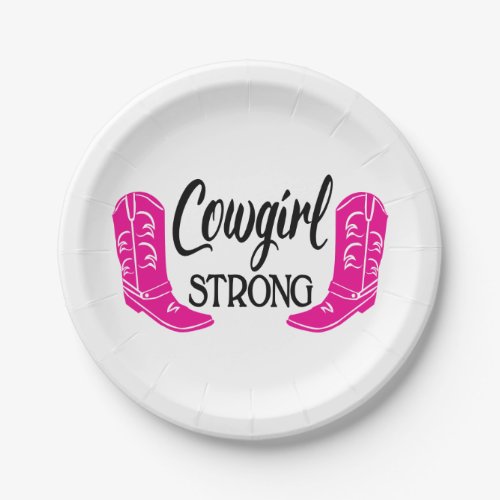 Cowgirl Pink Cowboy Boots Western Country Party Paper Plates