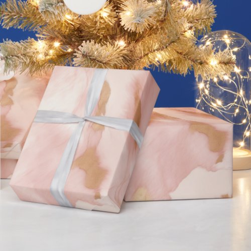 Cowgirl Pink Cream Brown Gold Cowhide  Wrapping Paper