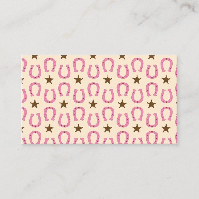 Cowgirl Pink Horseshoe Sheriff Star Country Texas Business Card (Front)