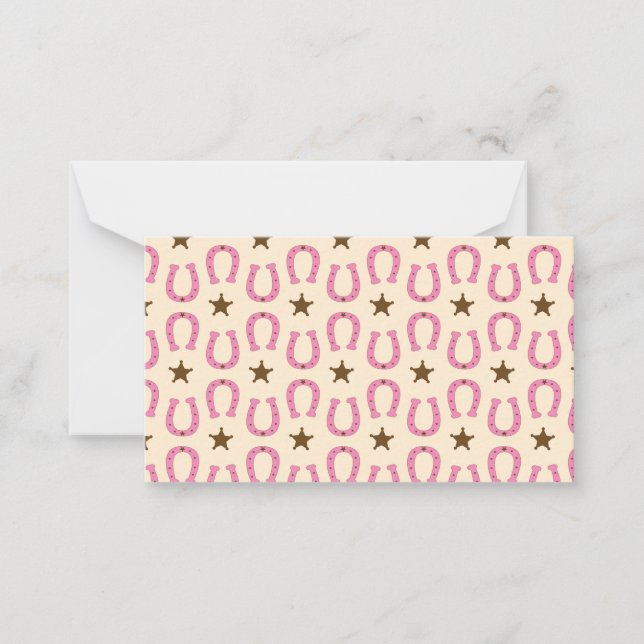 Cowgirl Pink Horseshoe Sheriff Star Country Texas Note Card (Front)