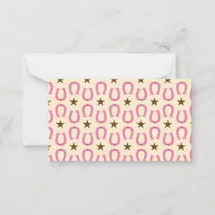 Cowgirl Pink Horseshoe Sheriff Star Country Texas Note Card