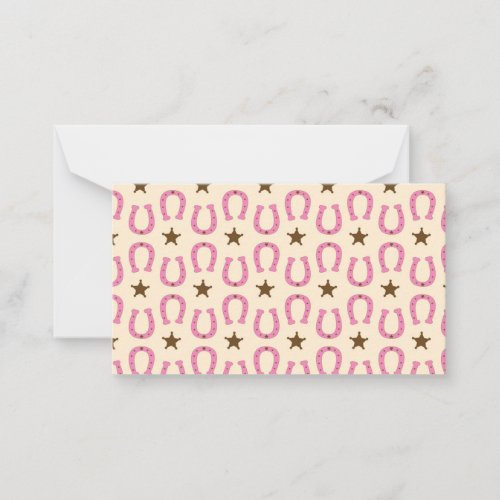 Cowgirl Pink Horseshoe Sheriff Star Country Texas Note Card