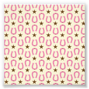 Cowgirl Pink Horseshoe Sheriff Star Country Texas Photo Print