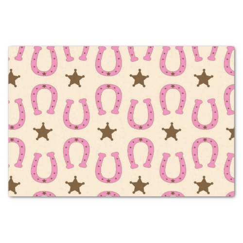 Cowgirl Pink Horseshoe Sheriff Star Country Texas Tissue Paper