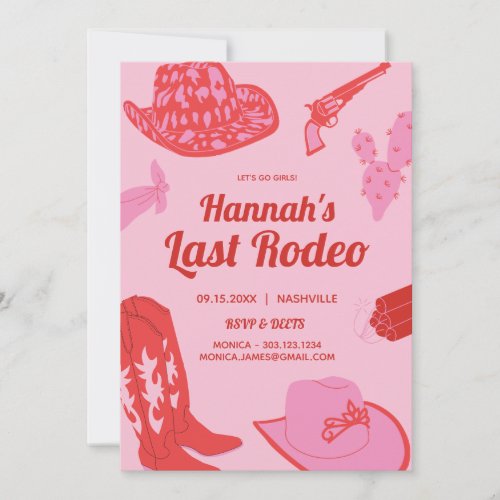 Cowgirl Pink Last Rodeo Bachelorette Invitation