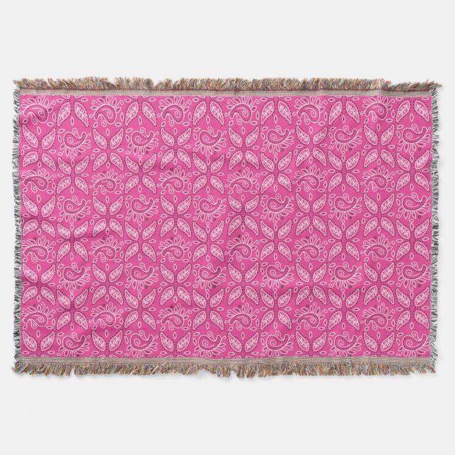 Cowgirl Pink Paisley pattern throw blanket (Front)
