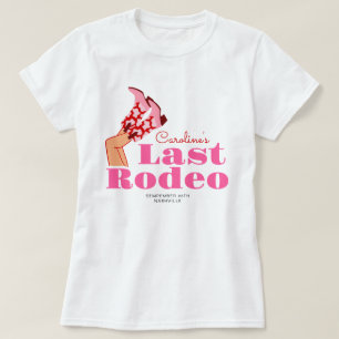 Cowgirl Pink Red Last Rodeo Bachelorette Party T-Shirt