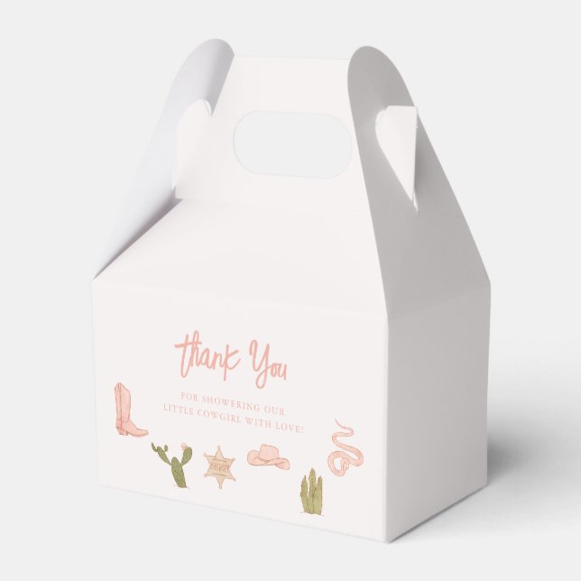 Cowgirl Pink Western Baby Shower Favor Boxes (Front Side)