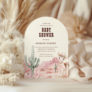 Cowgirl Pink Western Rodeo Baby Shower Invitation