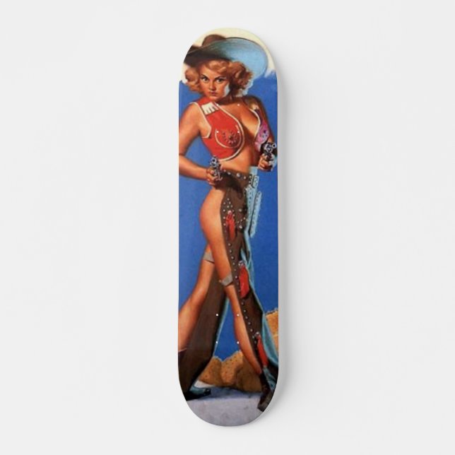 cowgirl pinup skateboard deck (Front)