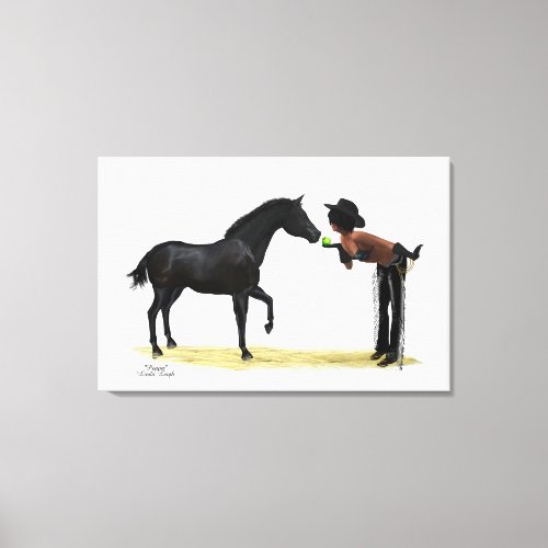 Cowgirl Pinup With Horse Stretched Canvas Print
