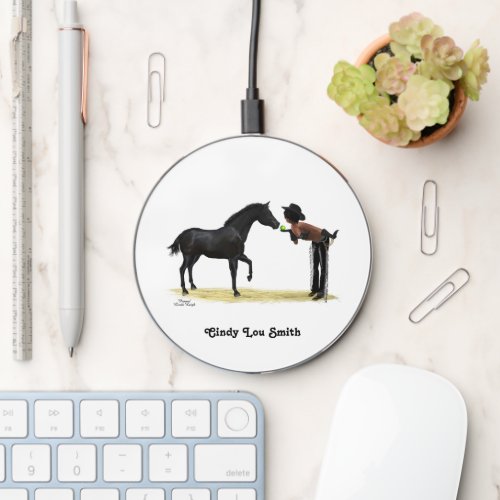 Cowgirl Pinup With Horse Wireless Charger