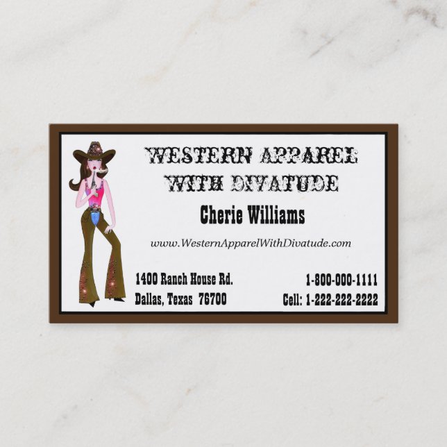 "Cowgirl" Princess Business Card (Front)