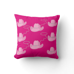 Cowgirl Princess Rope Text With Pink Cowgirl Hat Throw Pillow
