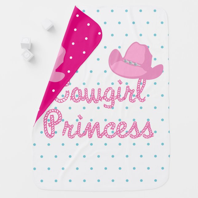 Cowgirl Princess Text With Hat Swaddle Blanket (In Situ)