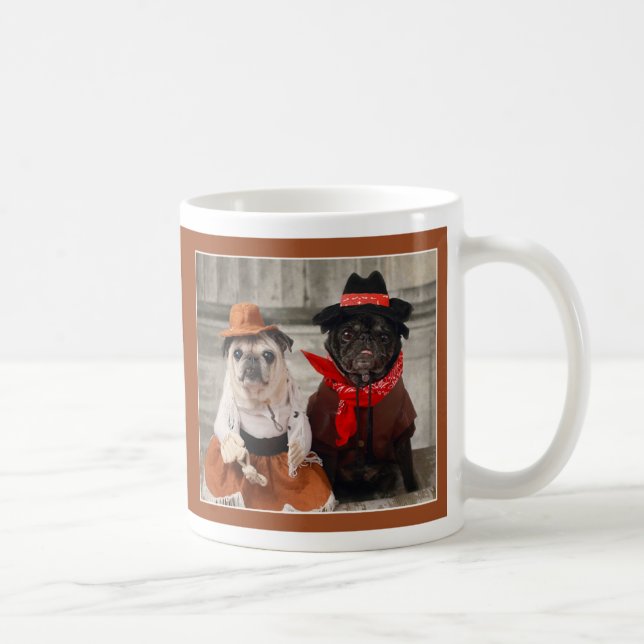 Cowgirl Pug and Cowboy Pug Mug by Pugs and Kisses (Right)