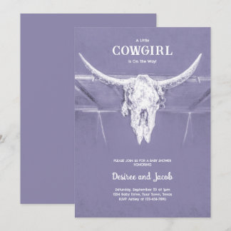 Cowgirl Purple Western Country Baby Shower Invitation