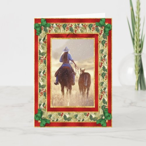 Cowgirl Quarter Horse Blank Christmas Card
