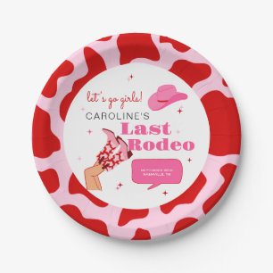 Cowgirl Red & Pink Last Rodeo Bachelorette Party Paper Plates